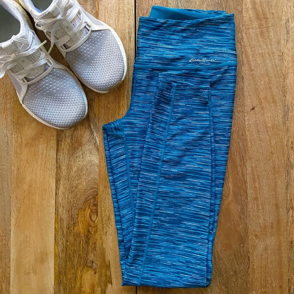 Eddie Bauer Blue Striped Pattern Legging Size Small